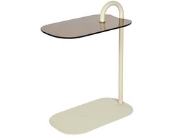 Livingfurn Bijzettafel Amy - Beige Glas - 48x30x65cm