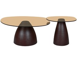 Livingfurn bijzettafel Brix Mylon bruin 43x50x40 cm glas