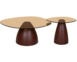 Livingfurn bijzettafel Brix Mylon burgundy 43x50x40 cm glas