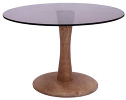 Livingfurn Bijzettafel Faye - Bruin Glas - 60x60x45cm