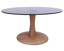 Livingfurn Bijzettafel Faye - Bruin Glas - 75x75x30cm