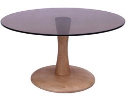 Livingfurn Bijzettafel Faye - Bruin Glas - 75x75x30cm