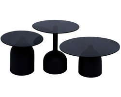 Livingfurn Bijzettafel Isa - Zwart Glas - 55x55x55cm