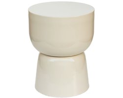Livingfurn Bijzettafel Kian - Rond Off White Acaciahout - 36x35,5x46cm