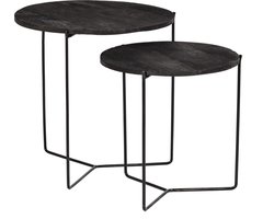 Livingfurn - Bijzettafel Mason Zwart - 52x52x53 - Mangohout