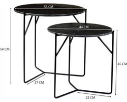 Livingfurn - Bijzettafel Mason Zwart - 52x52x53 - Marmer