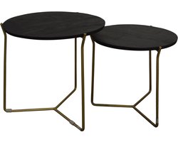 Livingfurn - Bijzettafel Mason Zwart/Brass - 52x52x53 - Mangohout