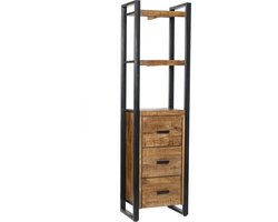Livingfurn - Boekenkasten Nairobi - 3 laden - 200cm - Mangohout