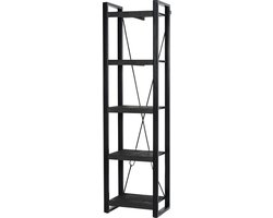 Livingfurn - Boekenkasten Norris - 200x55x40 cm - Mangohout / Gecoat Staal