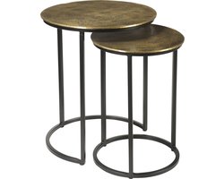 Livingfurn - Cast Iron Beau Gold - 70x70x43 cm - Metaal - Set van 2