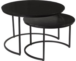 Livingfurn - Cast Iron Jamie Black - 70x70x43 cm - Metaal - Set van 2