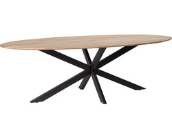 Livingfurn - e Ovale Eetkamertafel - - Acasia Hout - 240 cm - Bruin