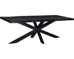 Livingfurn - e Zwart Eetkamertafel Kala -  -  Mango Hout  - 220 cm