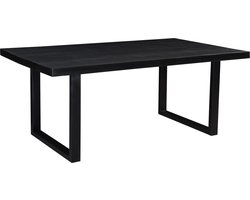 Livingfurn - e Zwart Eetkamertafel - U-Pot -  Mango Hout   - 220 cm