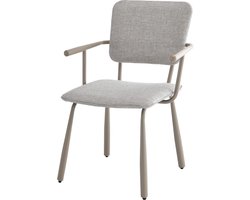 Livingfurn Eetkamerstoel Brix Finn - Beige - Stof & Staal - 56,5x52x86 cm - Set van 2