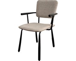 Livingfurn Eetkamerstoel Brix Finn - Zwart - Stof & Staal - 56,5x52x86 cm - Set van 2