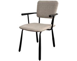 Livingfurn Eetkamerstoel Brix Finn - Zwart - Stof & Staal - 56,5x52x86 cm - Set van 2