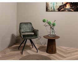 Livingfurn Eetkamerstoel Capp Olijfgroen Velvet