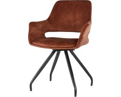 Livingfurn Eetkamerstoel Capp - Roest Velvet - 61x61x83,5cm - Set van 2
