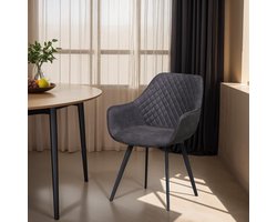 Livingfurn Eetkamerstoel Luca Antraciet - Set van 2