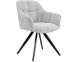 Livingfurn Eetkamerstoel Tommy - Beige Stof - Zithoogte 48cm - Set van 2