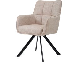 Livingfurn Eetkamerstoel Tori - Zalm/Zwart - Stof & Staal - Set van 2