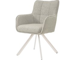 Livingfurn Eetkamerstoel Tori - Zand/Wit - Draaibaar - Set van 2