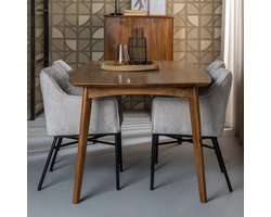 Livingfurn - Eetkamertafel Elias - 180cm - Klassieke eettafel - Mangohout - Bruin