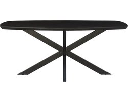 Livingfurn - Eetkamertafel Jesper Danish Oval Black 180cm - Mangohout / Gecoat Staal