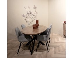 Livingfurn - Eetkamertafel Jesper Oval 240 cm - Mangohout / Gecoat Staal