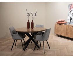 Livingfurn - Eetkamertafel Jesper Round 120cm - Mangohout / Gecoat Staal