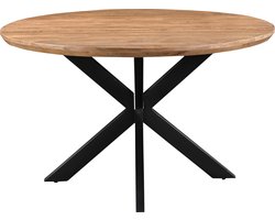Livingfurn - Eetkamertafel Jesper Round 130cm - Mangohout / Gecoat Staal