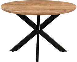 Livingfurn - Eetkamertafel Jesper Round 140cm - Mangohout / Gecoat Staal