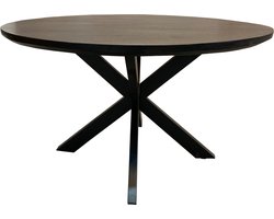 Livingfurn - Eetkamertafel Jesper Round Black - 130x130x76 cm - Mangohout