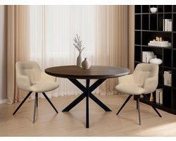Livingfurn - Eetkamertafel Jesper Round Brown - 130x130x76 cm - Mangohout