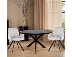 Livingfurn - Eetkamertafel Jesper - Zwart - Rond - 120 cm