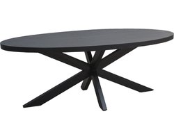 Livingfurn - Eetkamertafel Kala Oval Spider 160cm - Mangohout / Gecoat Staal