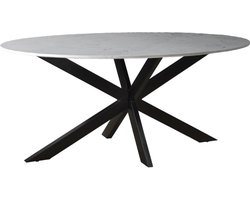 Livingfurn - Eetkamertafel Marble Oval Spider White - 180x90x75 - Marmer
