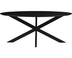 Livingfurn - Eetkamertafel Oslo Oval Spider Black 160 cm - Mangohout / Gecoat Staal