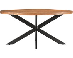 Livingfurn - Eetkamertafel Rocky Oval 160 cm - Mangohout / Gecoat Staal