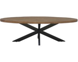 Livingfurn - Eetkamertafel Rocky Oval 240 cm - Mangohout / Gecoat Staal
