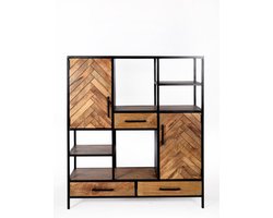 Livingfurn - Kabinetkast Brooklyn 140cm - Mangohout / Gecoat Staal