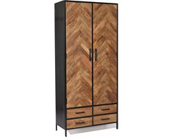 Livingfurn - Kabinetkast Brooklyn 2 lade 90cm - Mangohout / Gecoat Staal