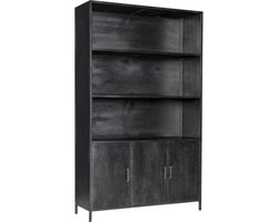 Livingfurn - Kabinetkast Kala - 40x120x200 - Mangohout en Gecoat Staal