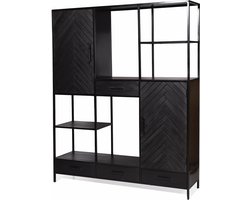 Livingfurn - Kabinetkast York 160cm - Mangohout / Gecoat Staal