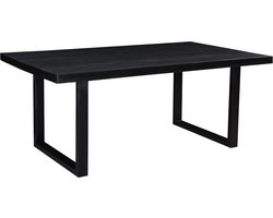Livingfurn - Moderne Eetkamertafel Kala - U-Poten - van Mango en Hout Gecoat Staal - 200 cm - Zwart