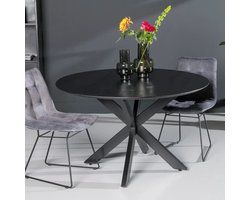 Livingfurn - Ronde Eetkamertafel Oslo Zwart - Eiken Hout  - 120 cm