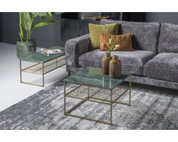 Livingfurn - Salontafel Dian Marble Groen Goud - 55x55x40 - Marmer