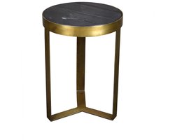 Livingfurn - Salontafel Glennis - Zwart Goud - 40x40x55cm - Marmer