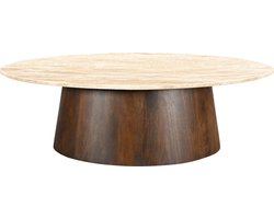 Livingfurn - Salontafel Valentino Oval 120cm - Mangohout / Travertin